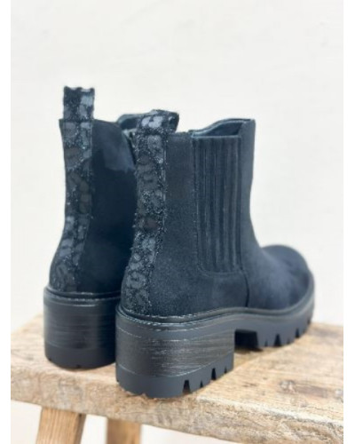 Bottines suédine noir - Léopard