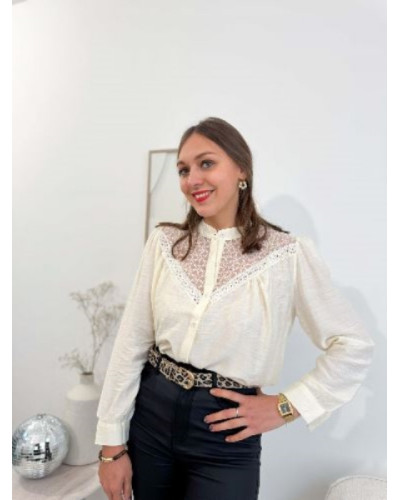 Chemise fluide écru dentelle
