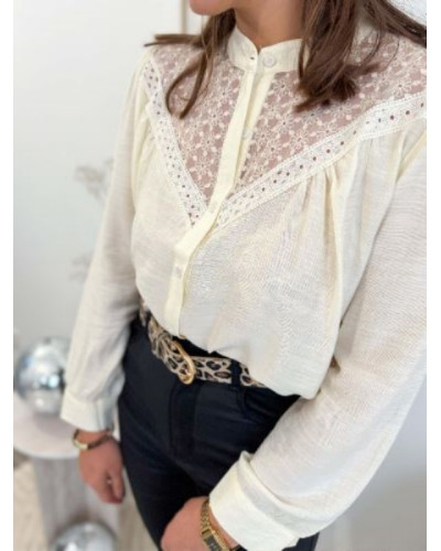 Chemise fluide écru dentelle