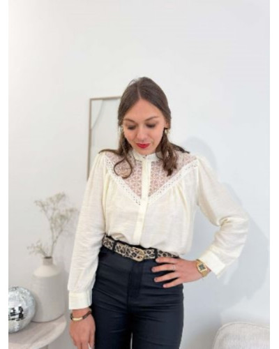 Chemise fluide écru dentelle