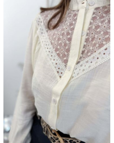 Chemise fluide écru dentelle