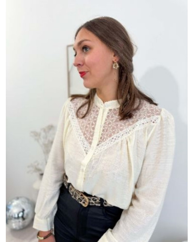Chemise fluide écru dentelle