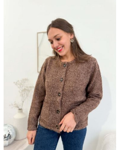 Gilet marron chiné