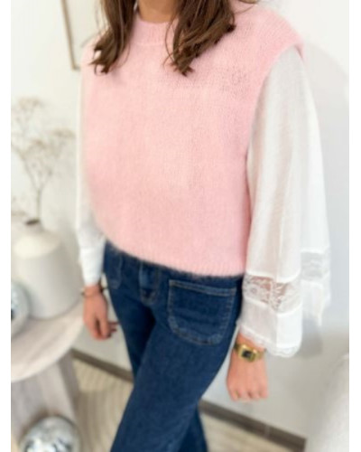 Pull sans manche - Rose pastel