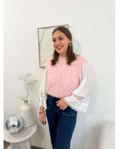 Pull sans manche - Rose pastel