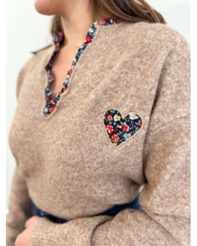 Pull beige coeur liberty