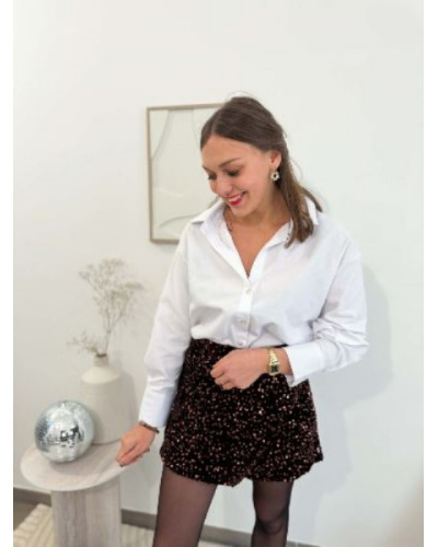 Short paillettes marron