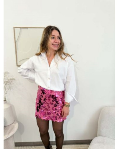 Jupe paillettes rose