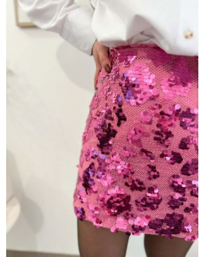 Jupe paillettes rose