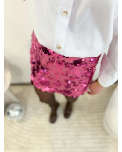 Jupe paillettes rose