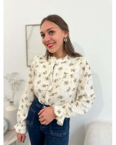 Blouse gaze de coton fleurie