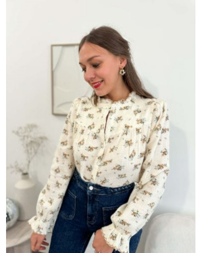 Blouse gaze de coton fleurie