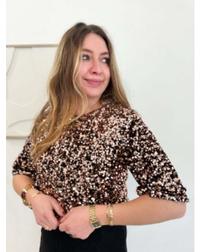 Haut sequins bronze