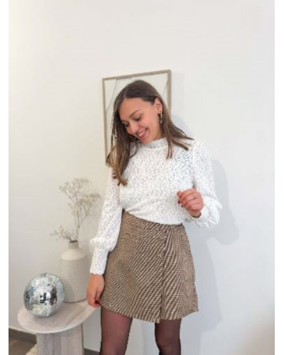 Jupe short à carreaux et strass