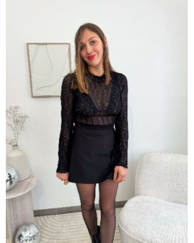 Haut noir scintillant transparent