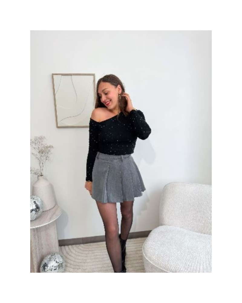 Jupe grise à pinces