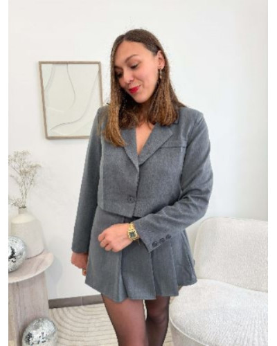 Veste blazer courte - Gris