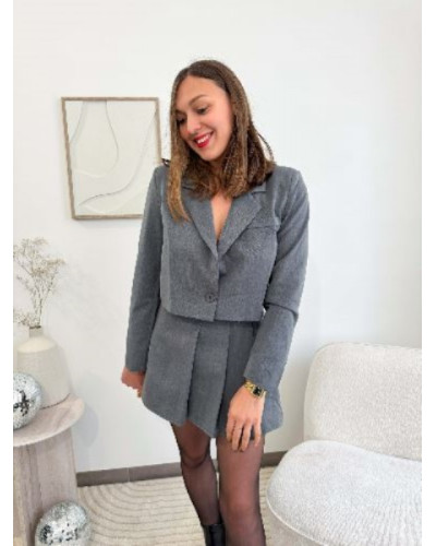 Veste blazer courte - Gris