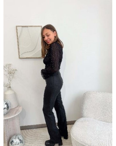 Pantalon fluide noir cintré