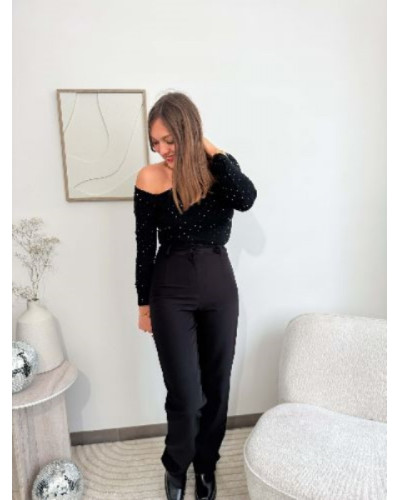 Pnatalon fluide noir cintré