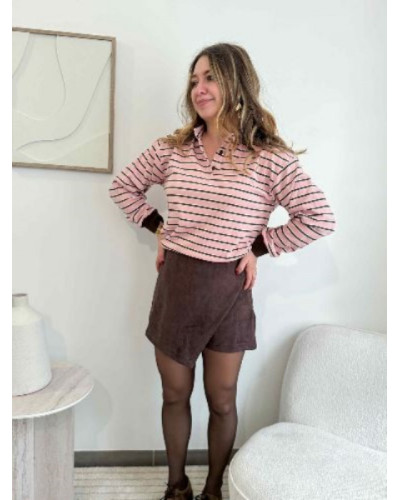 Jupe short suedine - Chocolat