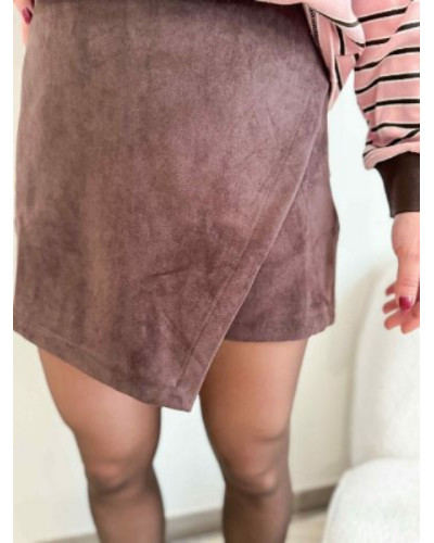 Jupe short suedine - Chocolat