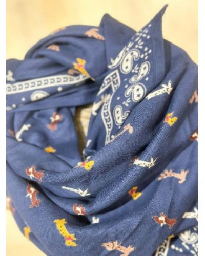 Foulard indien - Teckel marine