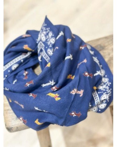 Foulard indien - Teckel marine
