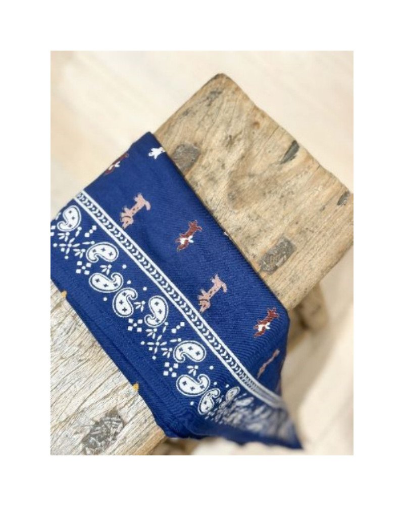 Foulard indien - Teckel marine