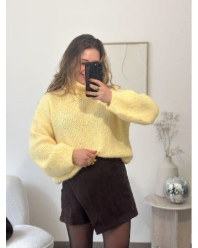 Jupe-short en suédine marron femme – Coupe asymétrique tendance