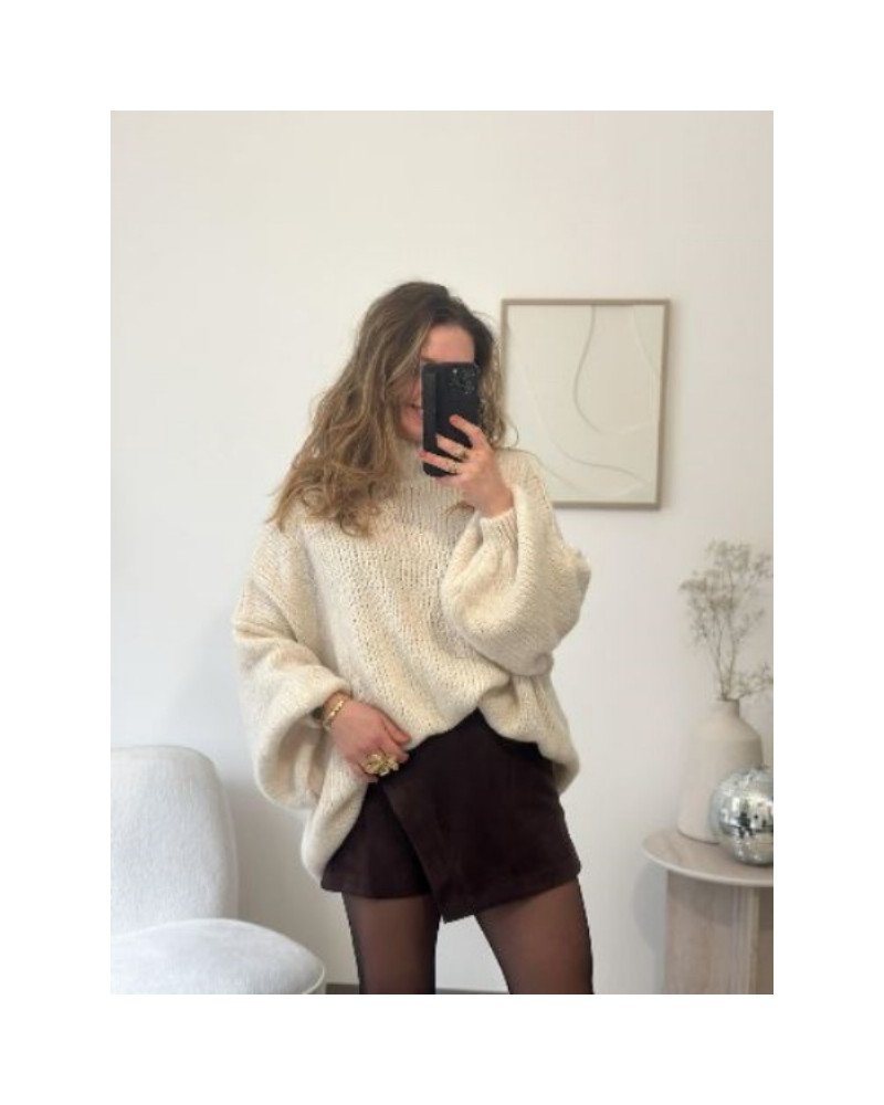 Jupe-short en suédine marron femme – Coupe asymétrique tendance