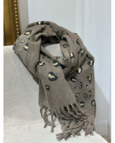 Echarpe léopard doré - Taupe