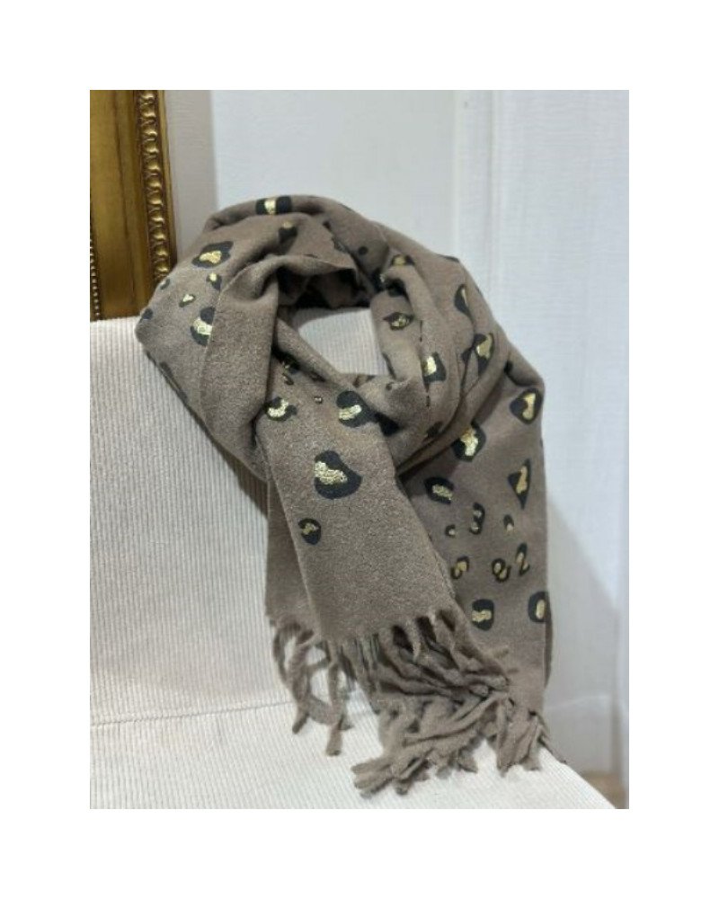 Echarpe léopard doré - Taupe