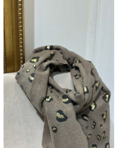 Echarpe léopard doré - Taupe