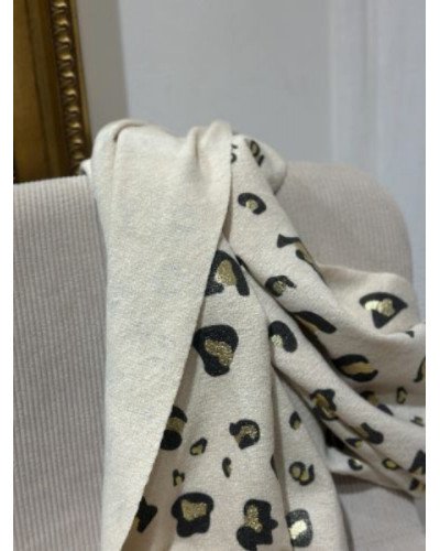 Echarpe léopard doré - Beige