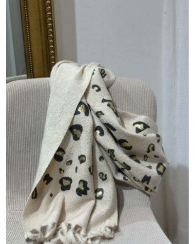 Echarpe léopard doré - Beige