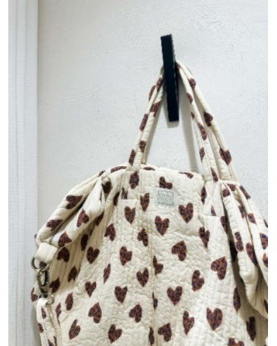 Sac cabas coeur écru 