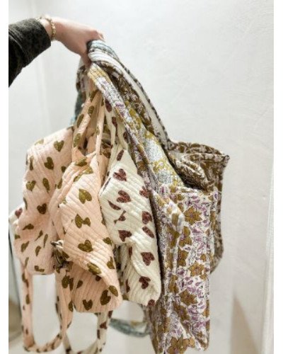 Sac cabas coeur rosé vet kaki