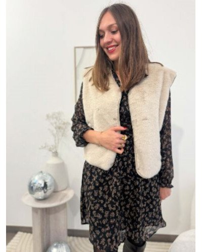 Robe Noire avec Feuillages Marron Camel – Élégance Naturelle et Tendance | Livraison Rapide