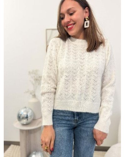 Pull écru dentelle