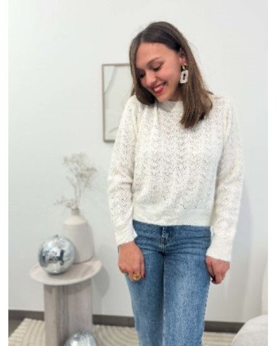 Pull écru dentelle