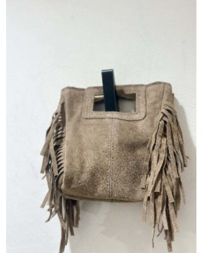 Sac à franges mini - Taupe