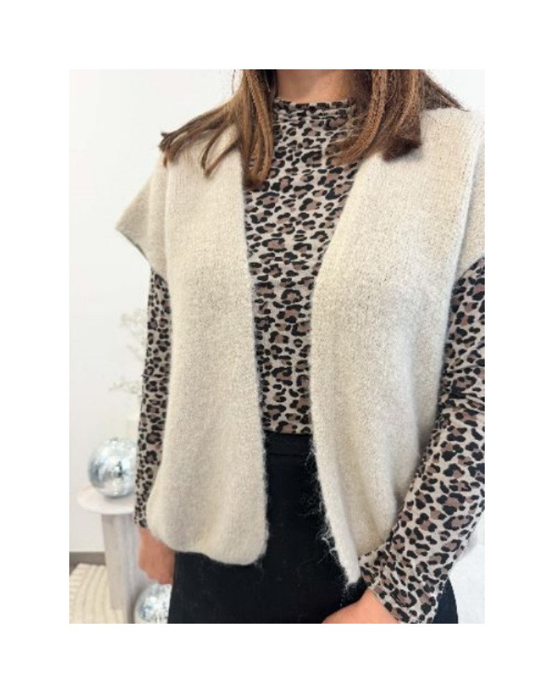 Sous pull léopard beige