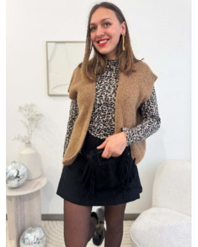 Sous pull léopard beige