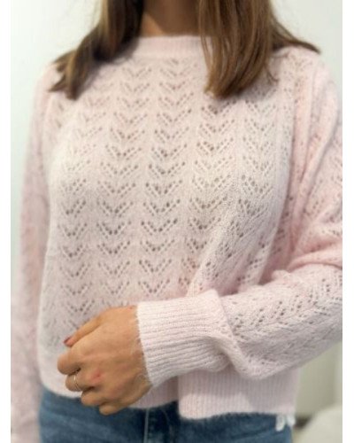 Pull rose doux dentelle