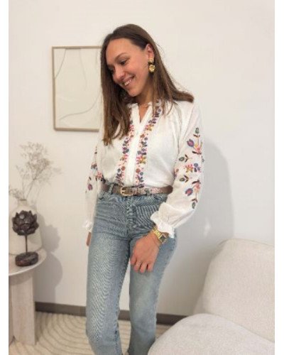 Blouse broderie multicolore
