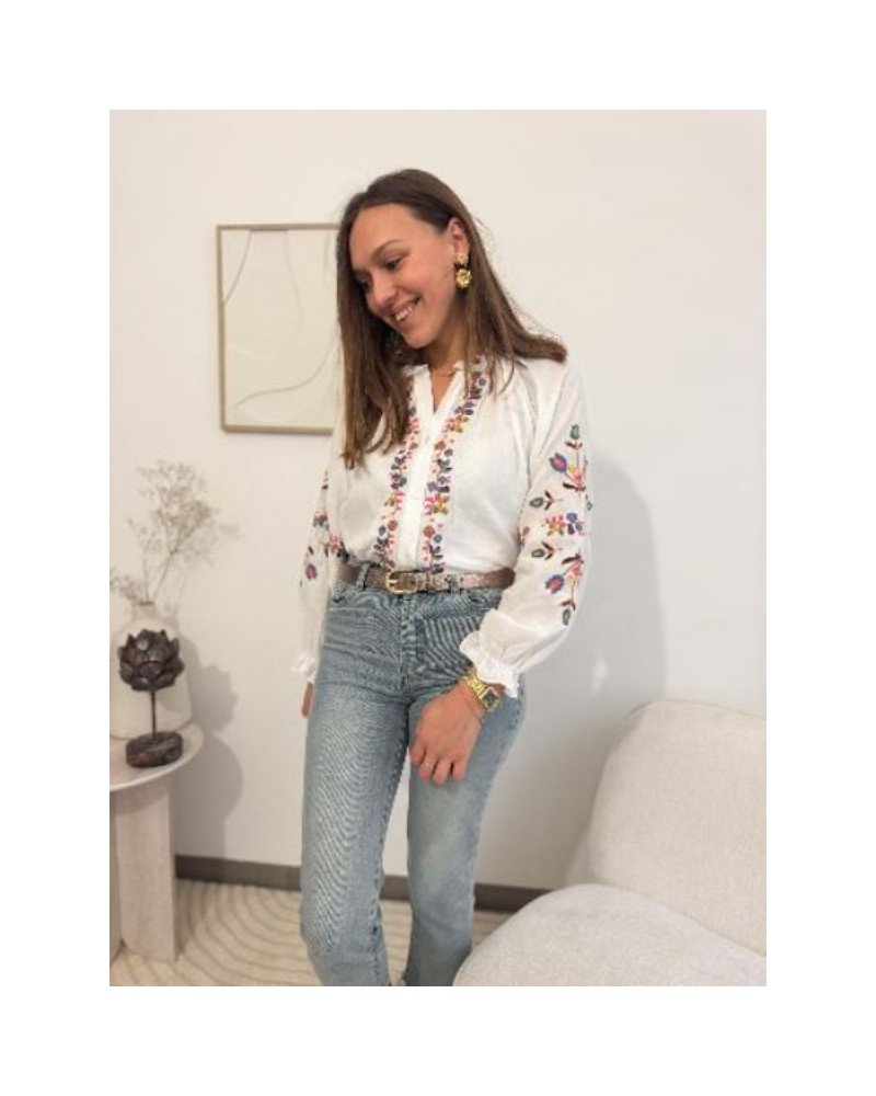 Blouse broderie multicolore