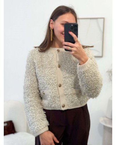 Gilet bouclette taupe