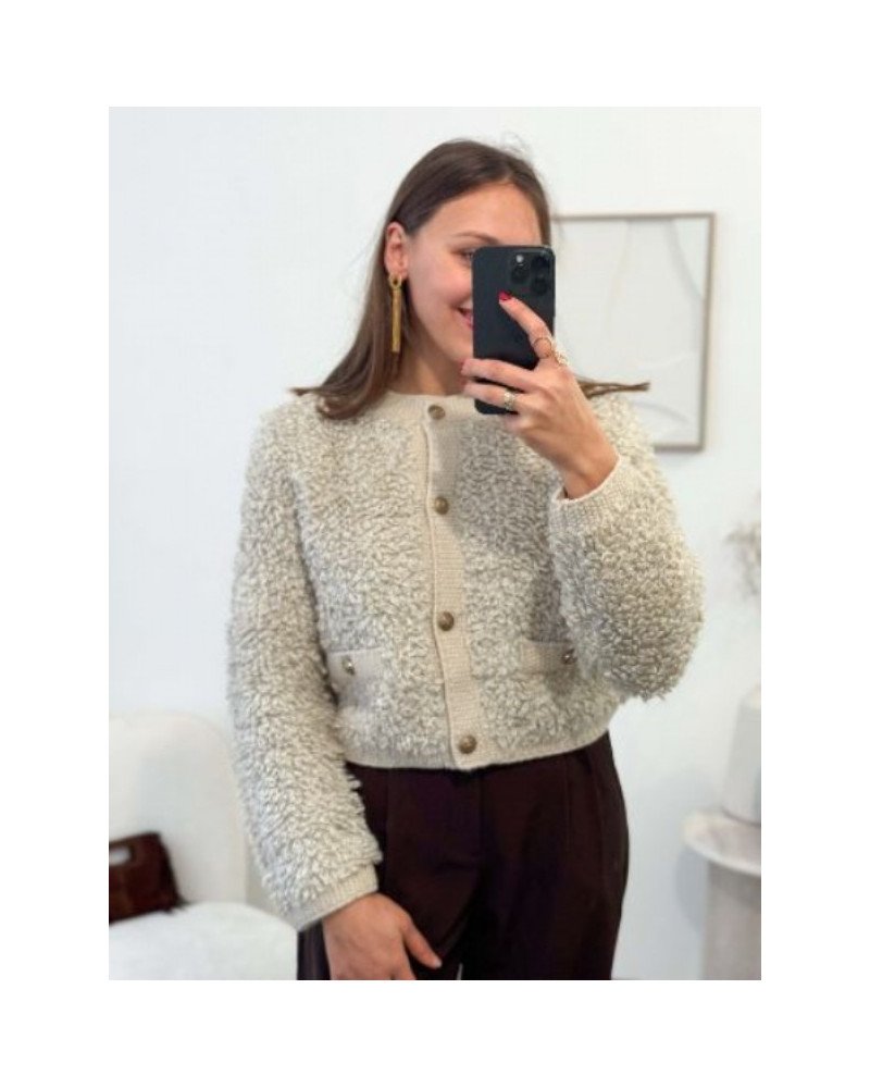 Gilet bouclette taupe