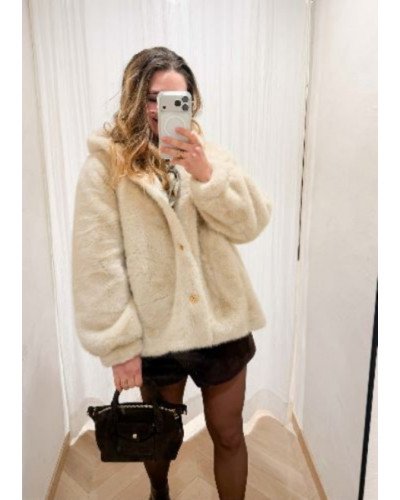 Manteau fourrure beige